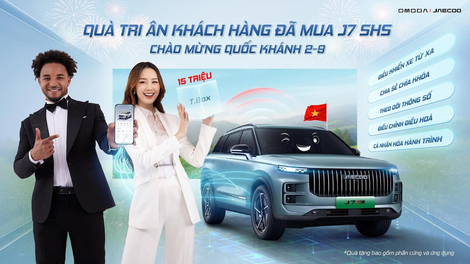 Tặng ứng dụng điều khiển xe từ xa giá trị 15 triệu cho khách hàng đã mua Jaecoo J7 SHS